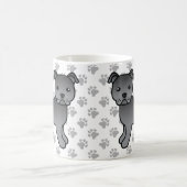 ブルー（犬）スタッフォードブルテリアキュート漫画の犬 コーヒーマグカップ (中央)
