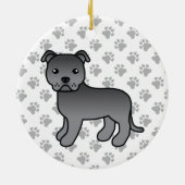 ブルー（犬）スタッフォードブルテリアキュート漫画の犬 セラミックオーナメント (裏面)