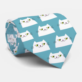 ブルー 猫 ネクタイ 面白い 白猫 パターン かわいい