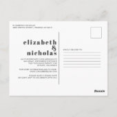 ブルー | 現代の結婚式延期のお知らせ ポストカード (裏面)