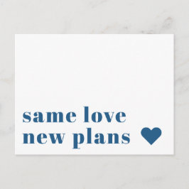 ブルー | 現代の結婚式延期のお知らせ ポストカード