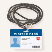 ブルー |病院ビジターパスIDバッジ バッジ (正面ランヤード)
