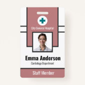 ブルー | 病院従業員の写真ID -ナース医 バッジ (正面)