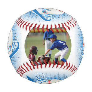 ブルー 白レトロ野球(写真付) 野球ボール