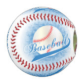 ブルー | 白レトロ野球（写真付） 野球ボール (正面左)