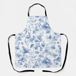 ブルー，磁器，ブルー中国,フローラトイル，チノイスリー エプロン