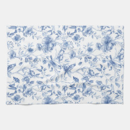 ブルー，磁器，ブルー中国,フローラトイル，チノイスリー キッチンタオル