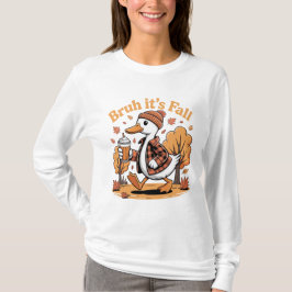 ブルー 秋だね ガチョウ パンプキンスパイス コーヒー ビーニー Tシャツ