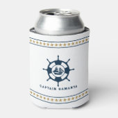 ブルー&航海のWHiteボートwhile金ゴールドスターCan Co 缶クーラー (缶正面)
