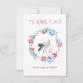 ブルー&赤面ピンクウォーターカラーサンキューカード サンキューカード (正面)