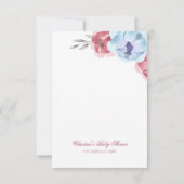 ブルー&赤面ピンクウォーターカラーサンキューカード サンキューカード (裏面)