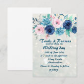 ブルー&赤面結婚式招待状  招待状 (正面/裏面)