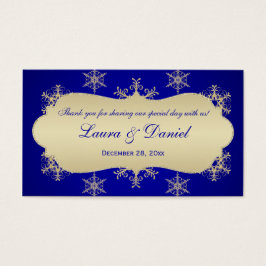 ブルー，金ゴールドきらびやかな雪片結婚式の引き出物ラベル
