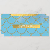 ブルー&金ゴールドきらめくマーメイドギフト証明書 (正面/裏面)