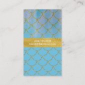 ブルー&金ゴールドきらめくマーメイドグはかりで測ラムトレンディー 名刺 (裏面)