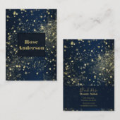 ブルー&金ゴールドきらめくライツグラムスパークルグリッター 名刺 (正面/裏面)