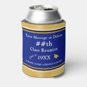 ブルー,金ゴールドとホワイト,クラス懇親会ギフトアイディア, 缶クーラー (缶裏面)