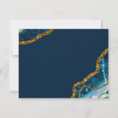 ブルー&金ゴールドアゲートゲードグリッターモノグラム ノートカード (裏面)