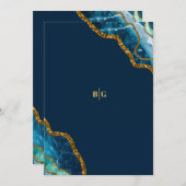 ブルー&金ゴールドアゲートゲードグリッター結婚ズ セーブザデート (正面/裏面)