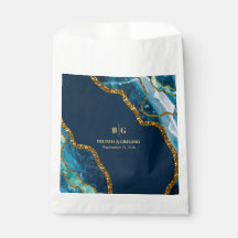 ブルー&金ゴールドアゲートゲードグリッター結婚ズ