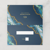 ブルー&金ゴールドアゲートゲードグリッター結婚ズ プレイスカード (外部開封)