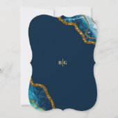 ブルー&金ゴールドアゲートゲードグリッター結婚ズ 招待状 (裏面)