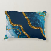 ブルー&金ゴールドアゲートゲードグリッター アクセントクッション (裏面)