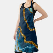 ブルー&金ゴールドアゲートゲードグリッター エプロン (インサイチュ)