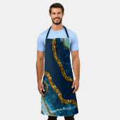 ブルー&金ゴールドアゲートゲードグリッター エプロン (着用した状態)