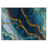 ブルー&金ゴールドアゲートゲードグリッター カッティングボード (正面)