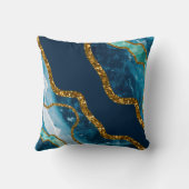 ブルー&金ゴールドアゲートゲードグリッター クッション (裏面)