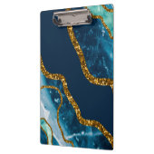 ブルー&金ゴールドアゲートゲードグリッター クリップボード (左)