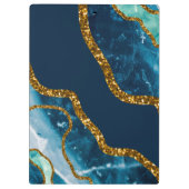 ブルー&金ゴールドアゲートゲードグリッター クリップボード (裏面)