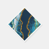 ブルー&金ゴールドアゲートゲードグリッター スタンダードカクテルナプキン (角)