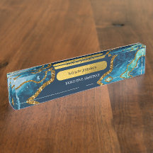 ブルー&金ゴールドアゲートゲードグリッター