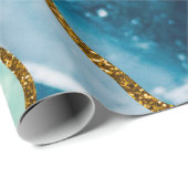 ブルー&金ゴールドアゲートゲードグリッター ラッピングペーパー (ロールコーナー)