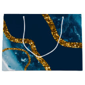 ブルー&金ゴールドアゲートゲードグリッター ラージペーパーバッグ (正面)