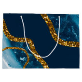 ブルー&金ゴールドアゲートゲードグリッター ラージペーパーバッグ (裏面)