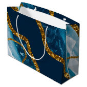 ブルー&金ゴールドアゲートゲードグリッター ラージペーパーバッグ (裏面アングル)