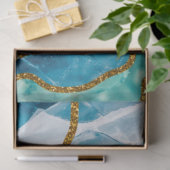 ブルー&金ゴールドアゲートゲードグリッター 薄葉紙 (ギフト)