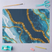 ブルー&金ゴールドアゲートゲードグリッター 薄葉紙 (クラフト)