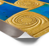 ブルー&金ゴールドアンティークエジプト幾何光沢ポスター ポスター (コーナー)