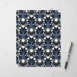 ブルー&金ゴールドアールヌーボームーンスクラップブック紙