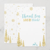 ブルー&金ゴールドウィンターマッチングサンキューノートカード ノートカード (正面/裏面)