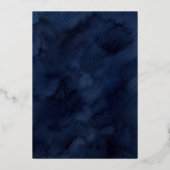 ブルー&金ゴールドウォーターカラーナイトスカイ&スター結婚ズ 箔招待状 (裏面)