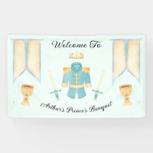 ブルー&金ゴールドウォーターカラーリトルプリンスウェルカム