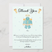 ブルー&金ゴールドウォーターカラーリトルプリンス誕生日 サンキューカード (正面)