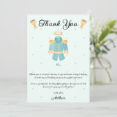 ブルー&金ゴールドウォーターカラーリトルプリンス誕生日 サンキューカード (スタンド正面)