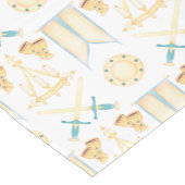 ブルー&金ゴールドウォーターカラーリトルプリンス誕生日 ショートテーブルランナー (コーナー)