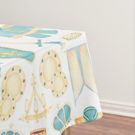 ブルー&金ゴールドウォーターカラーリトルプリンス誕生日 テーブルクロス